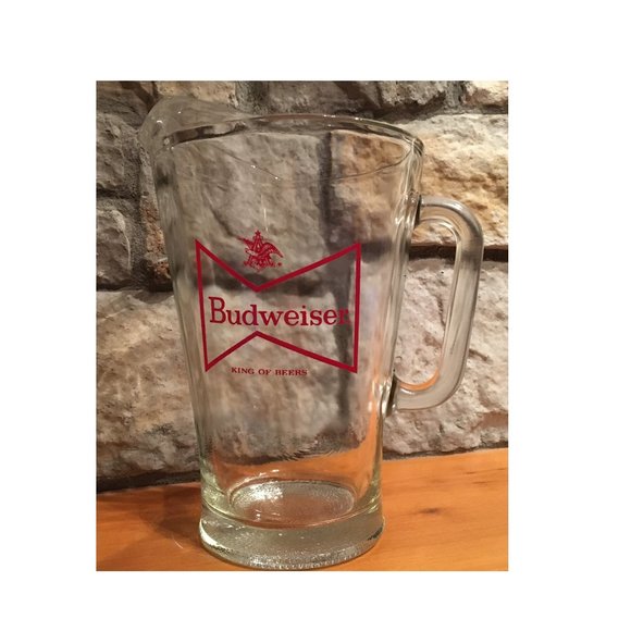 Vintage Large Budweiser Beer Pitcher Red Bow Tie King Of Beers Barware - Picture 1 of 7